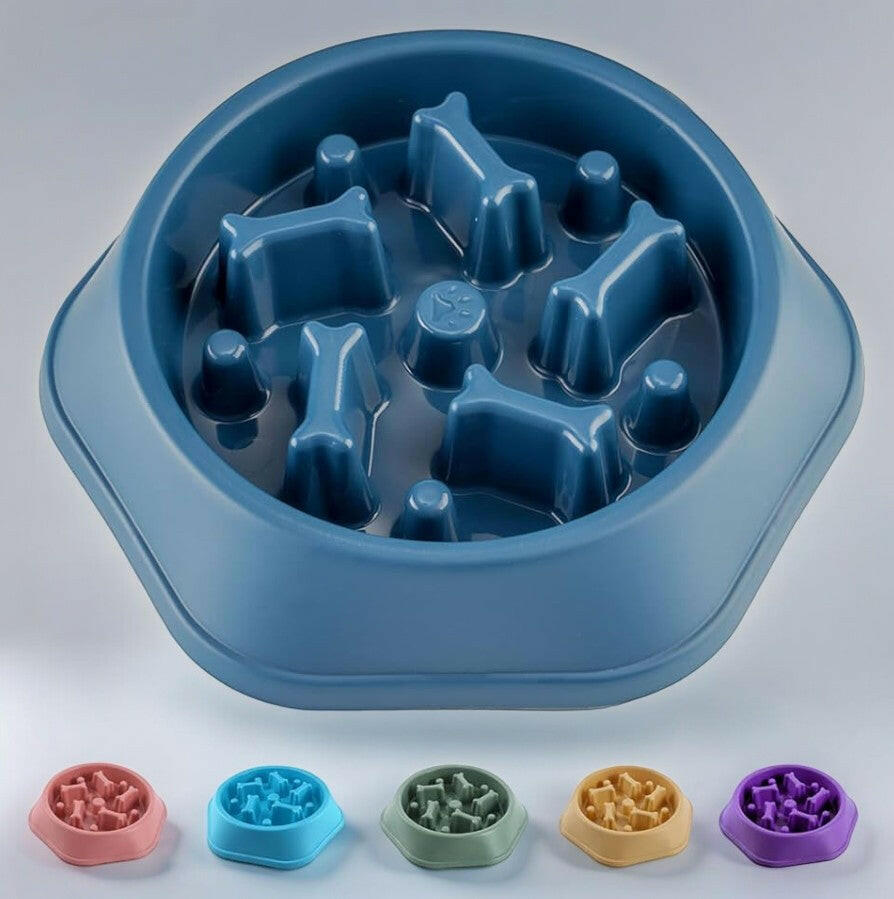 Slow Feeder Pet Bowl Blue.