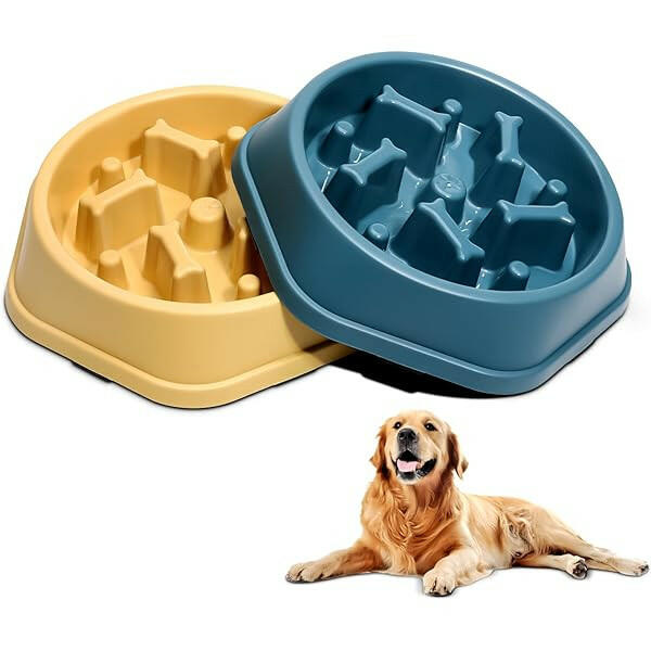 Slow Feeder Pet Bowl Blue.